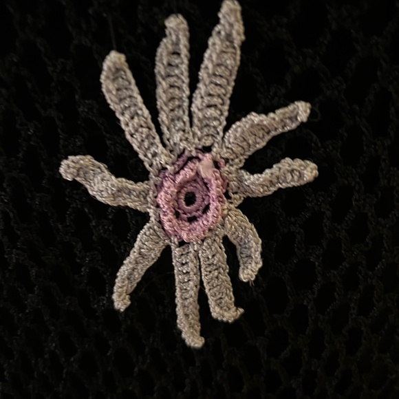 ABS Allen Schwartz Crochet Lined Dress W/ 3D Flowers-Size M - Picture 14 of 16